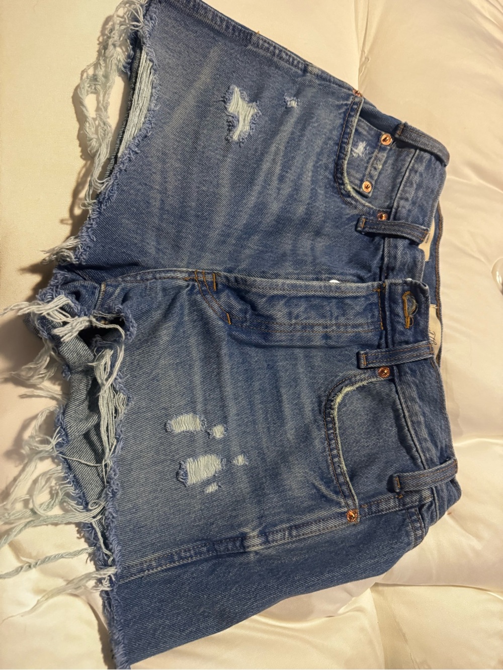 JGoods Distressed Frayed Hem Denim Shorts - Blue